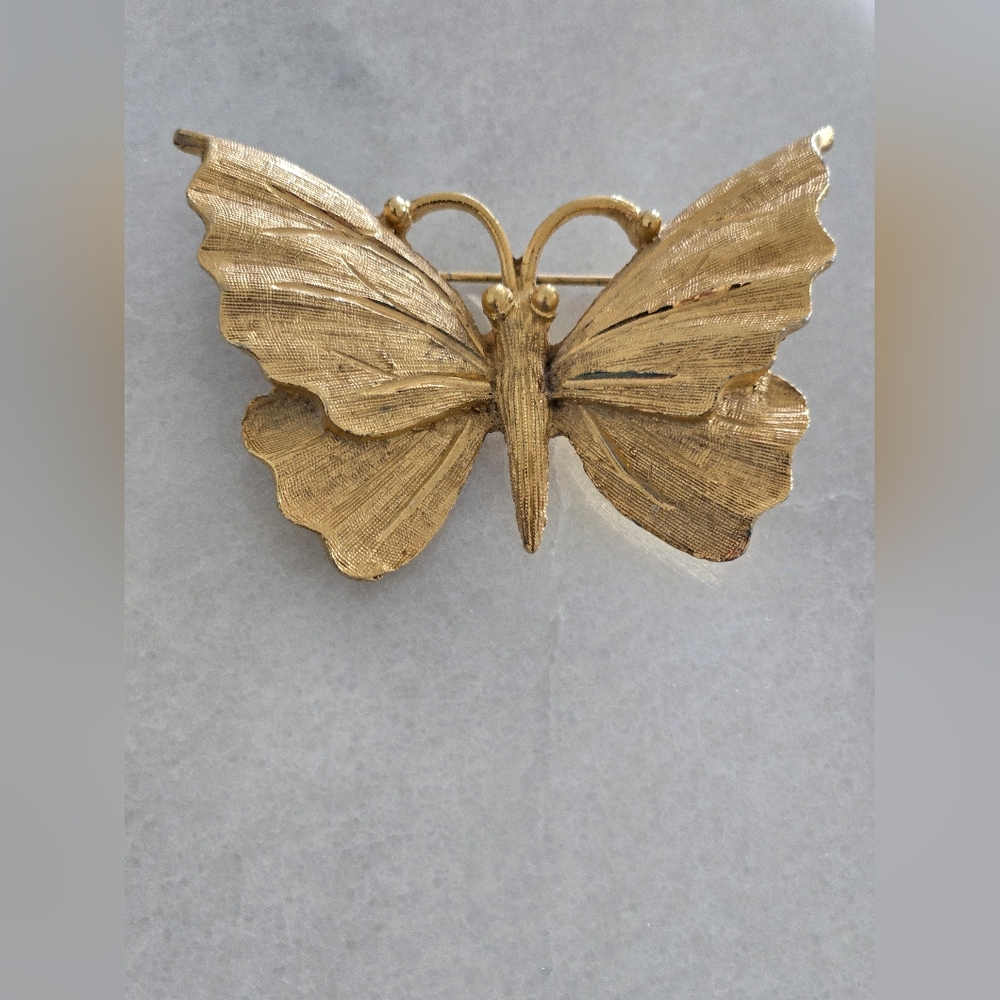 Vintage BSK Gold Tone Butterfly Brooch